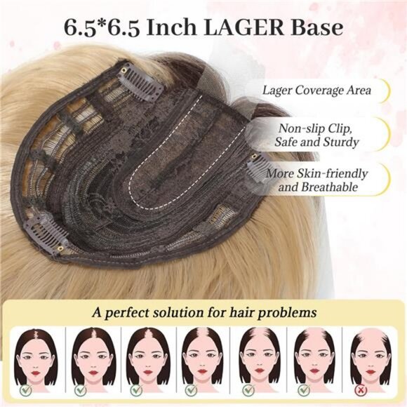 12 Inch Hair Topper for Women with Thinning Hair, 6.5\
